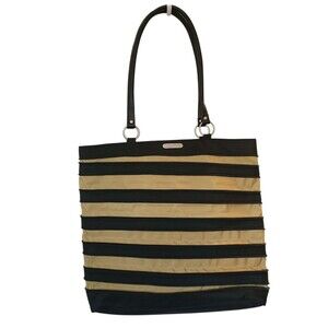 baggallini large black nylon tote zippers expandable shoulder bag